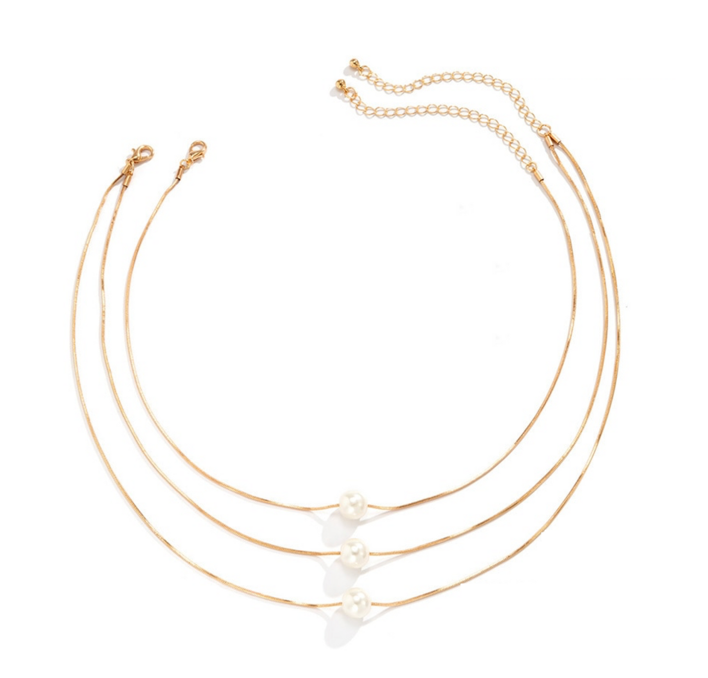 Goldtone Imitation Pearl Triple Layered Necklace