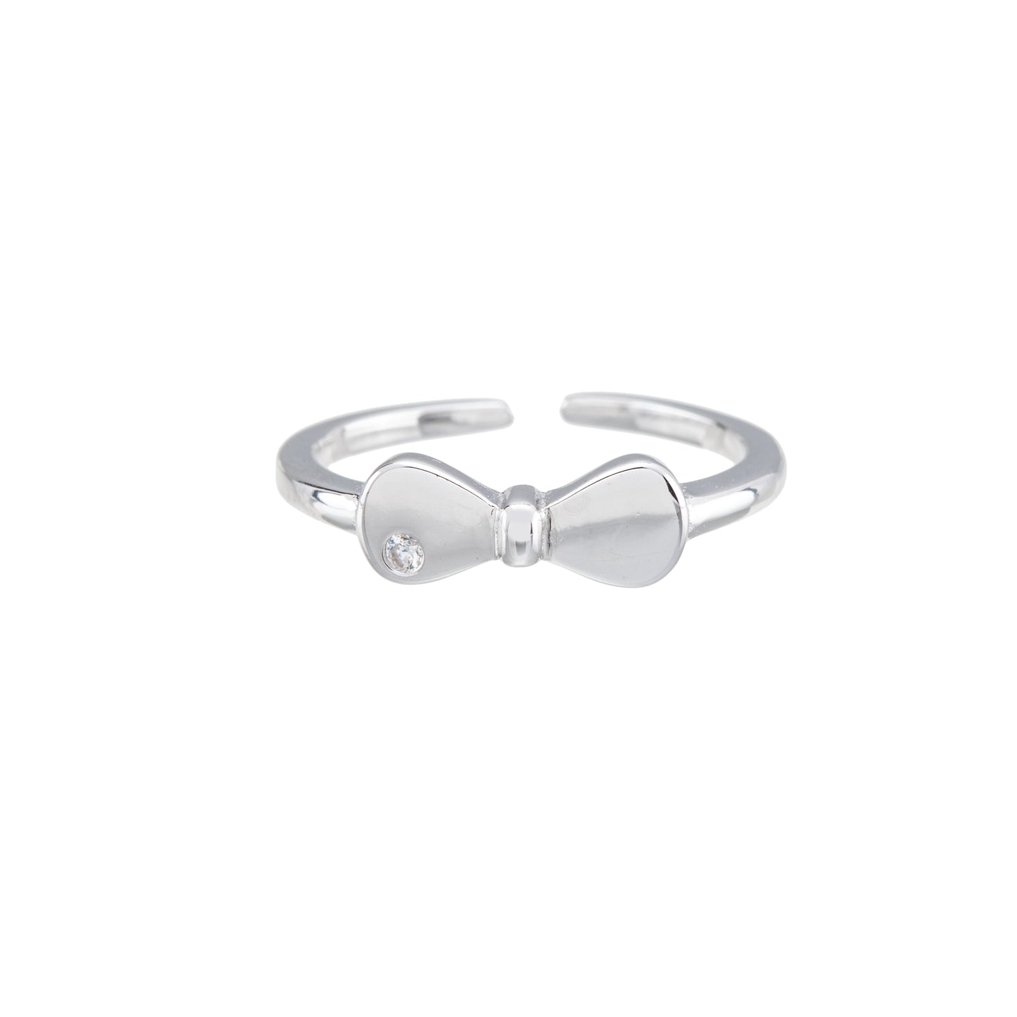 Sterling Silver Cubic Zirconia Bow Toe Ring