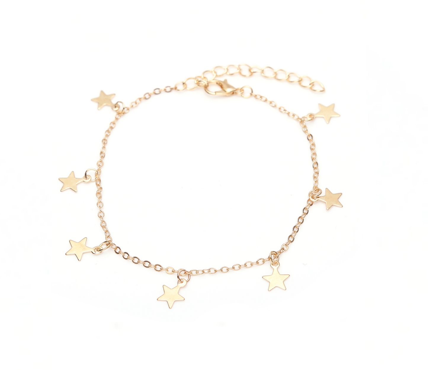 Goldtone Dainty Star Charm Anklet