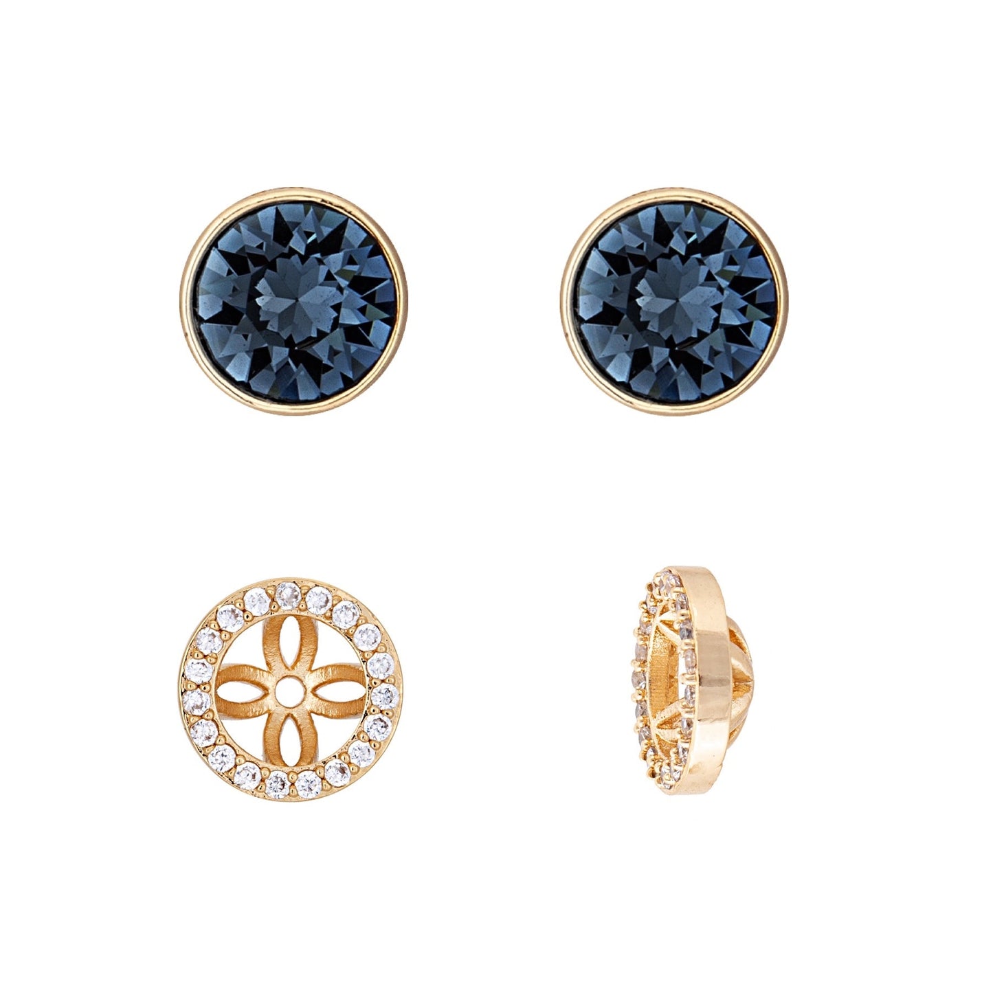 Goldtone & Crystal Two-in-One Halo Stud Earrings