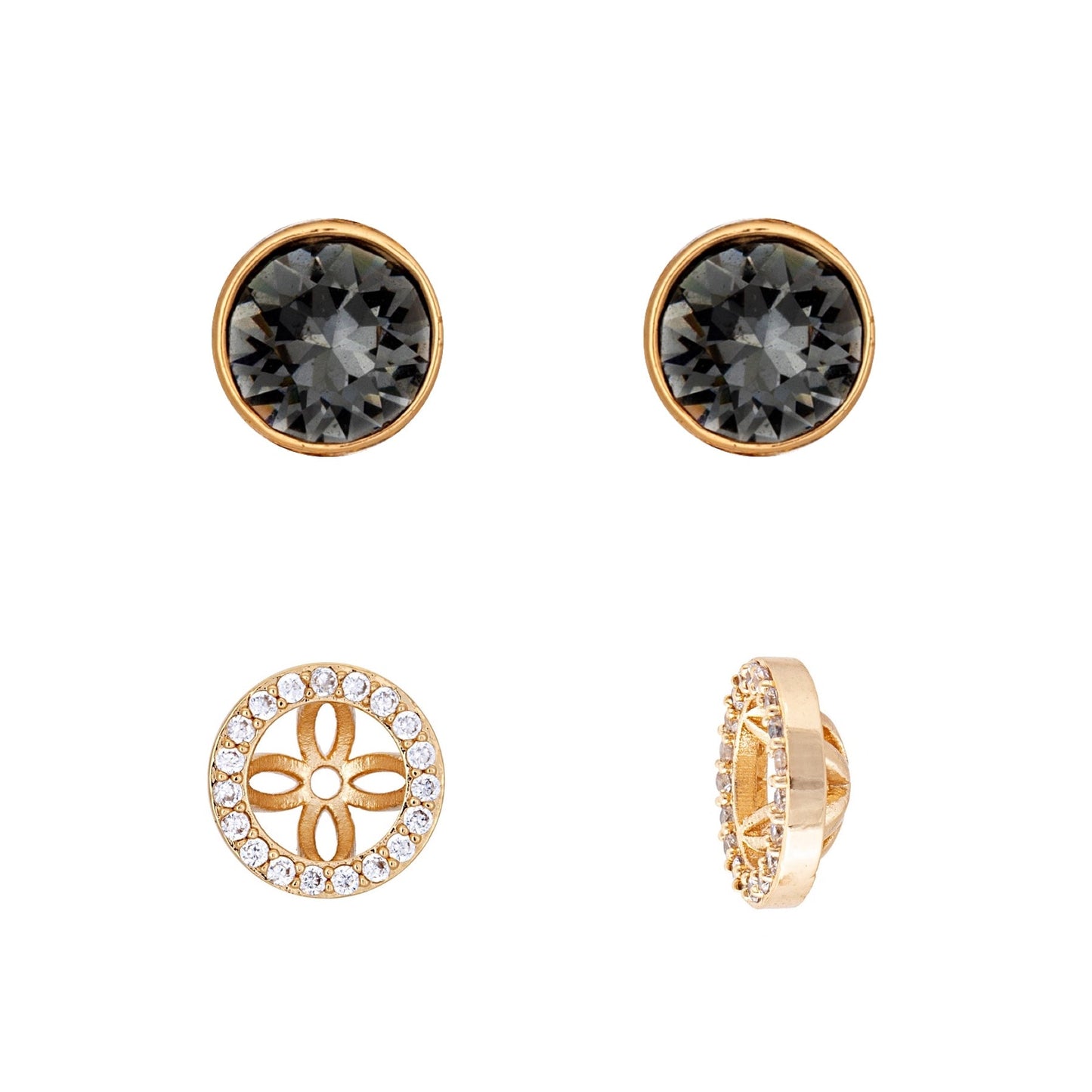 Goldtone & Crystal Two-in-One Halo Stud Earrings