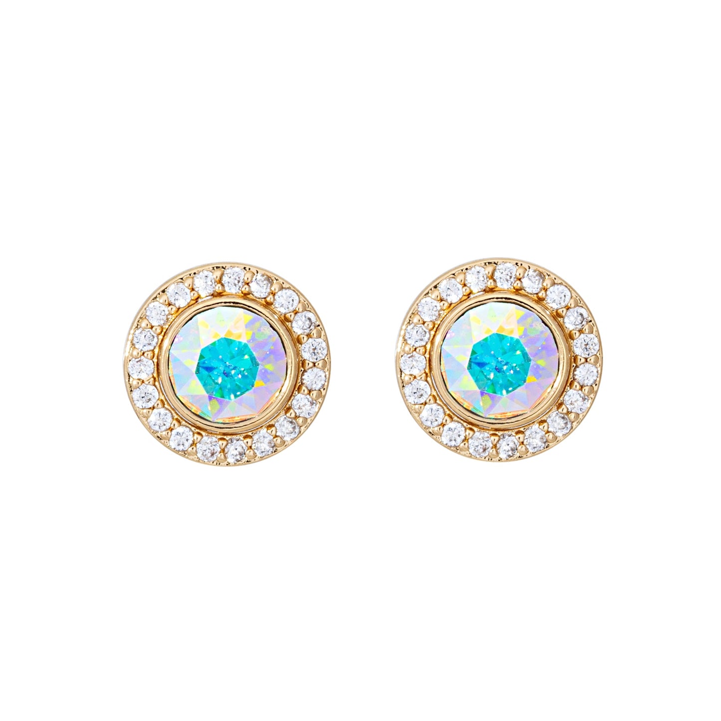 Goldtone & Crystal Two-in-One Halo Stud Earrings