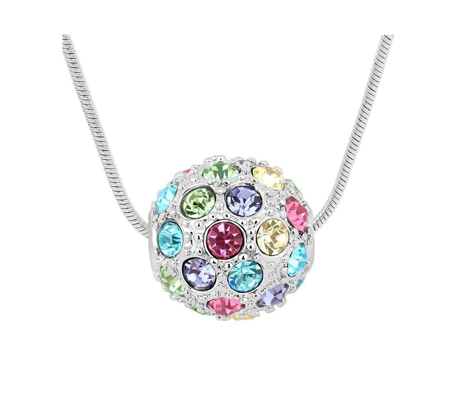 Rainbow Pavé-Set Pendant Necklace with Swarovski Crystals