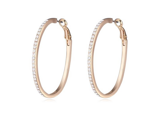 Goldtone Crystal Pave Hoop Earrings