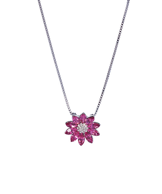 Limited Edition - Rose Swarovski Crystal Flower Pendant Necklace