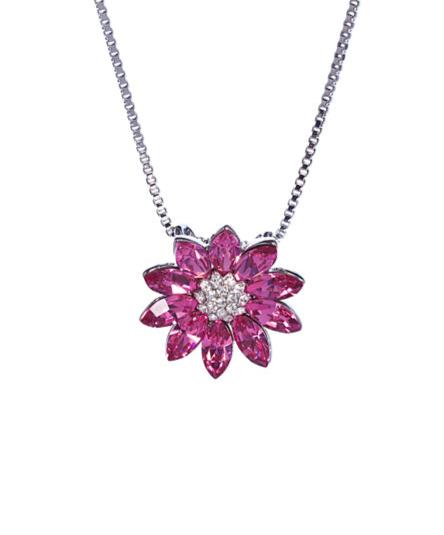 Limited Edition - Rose Swarovski Crystal Flower Pendant Necklace