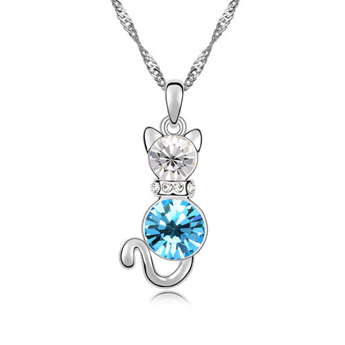 Charming Swarovski Crystal Cat Pendant Necklace