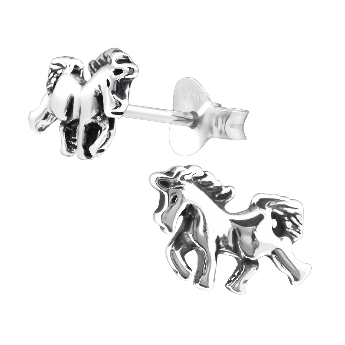 Sterling Silver Running Horse Stud Earrings