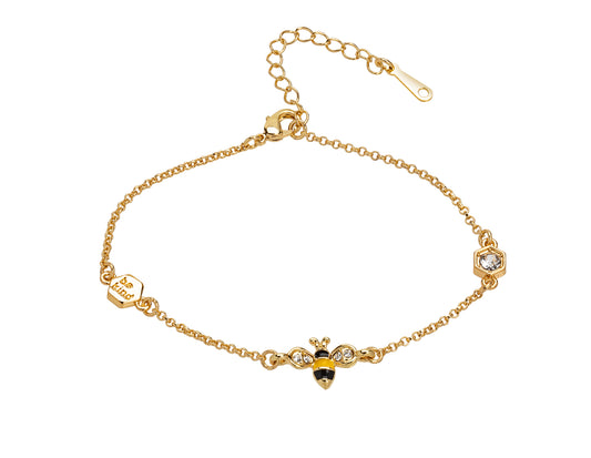 Goldtone Bee Swarovski Crystal Dainty Bracelet