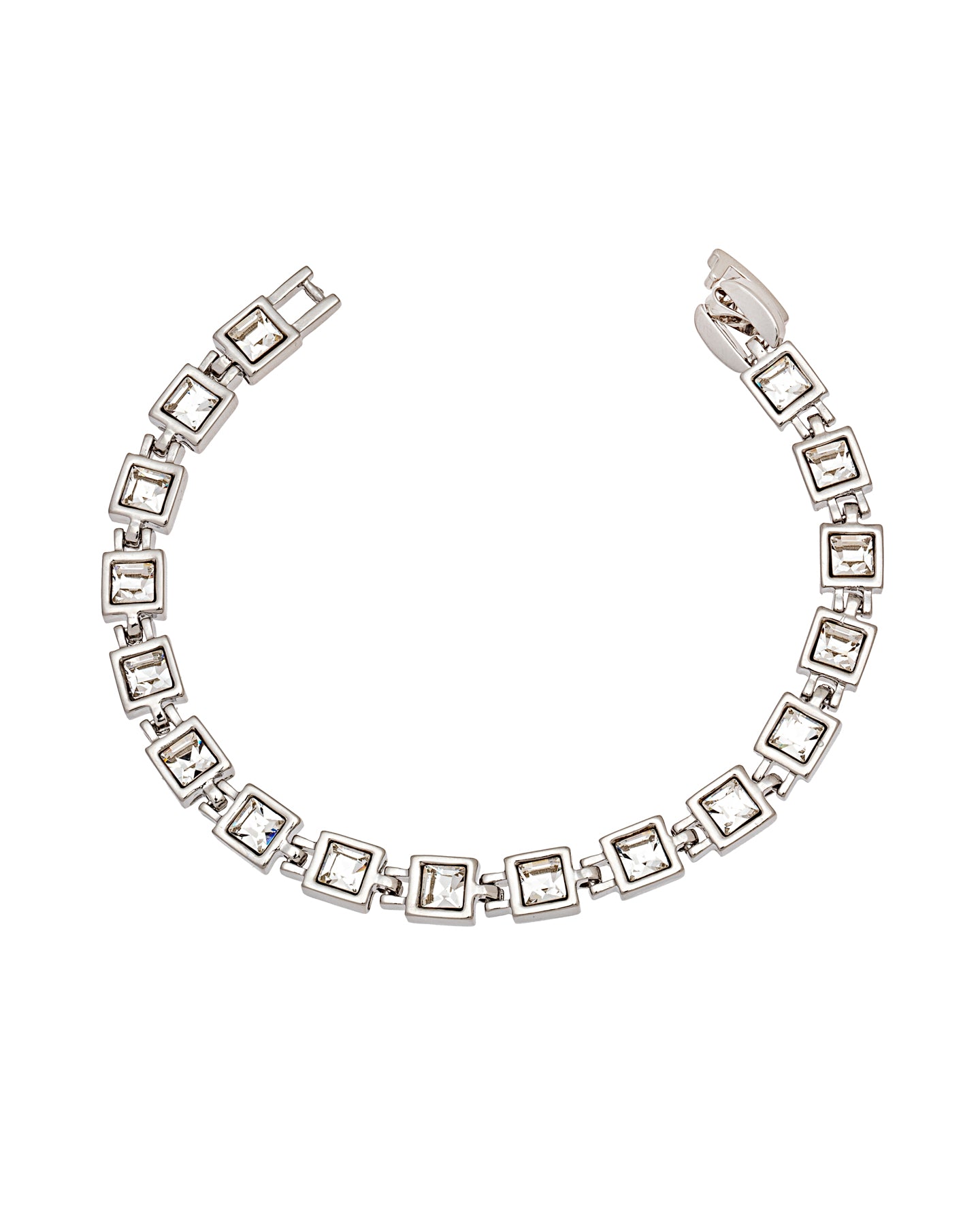 Silvertone Crystal Square Bracelet