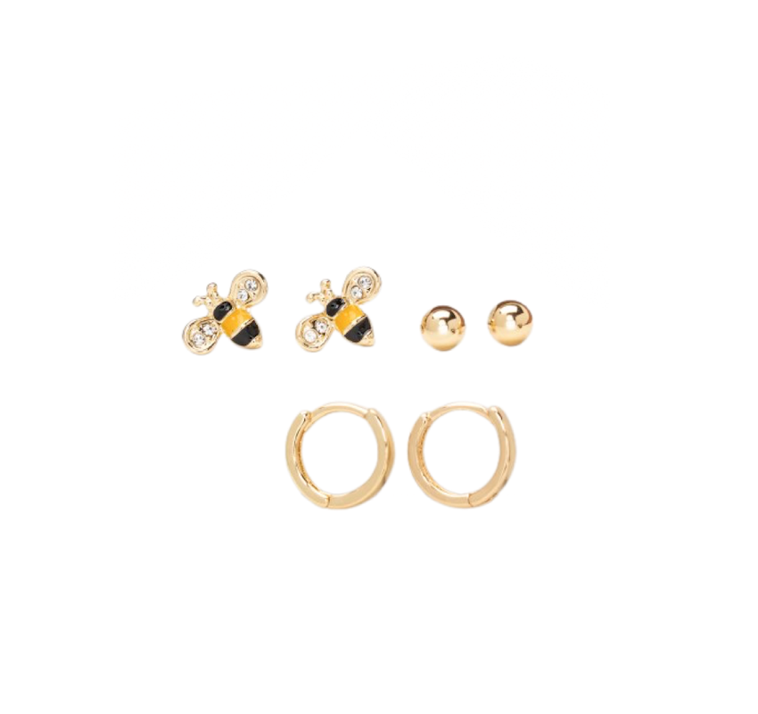 Swarovski Crystal Bee Goldtone Set Of 3 Earrings