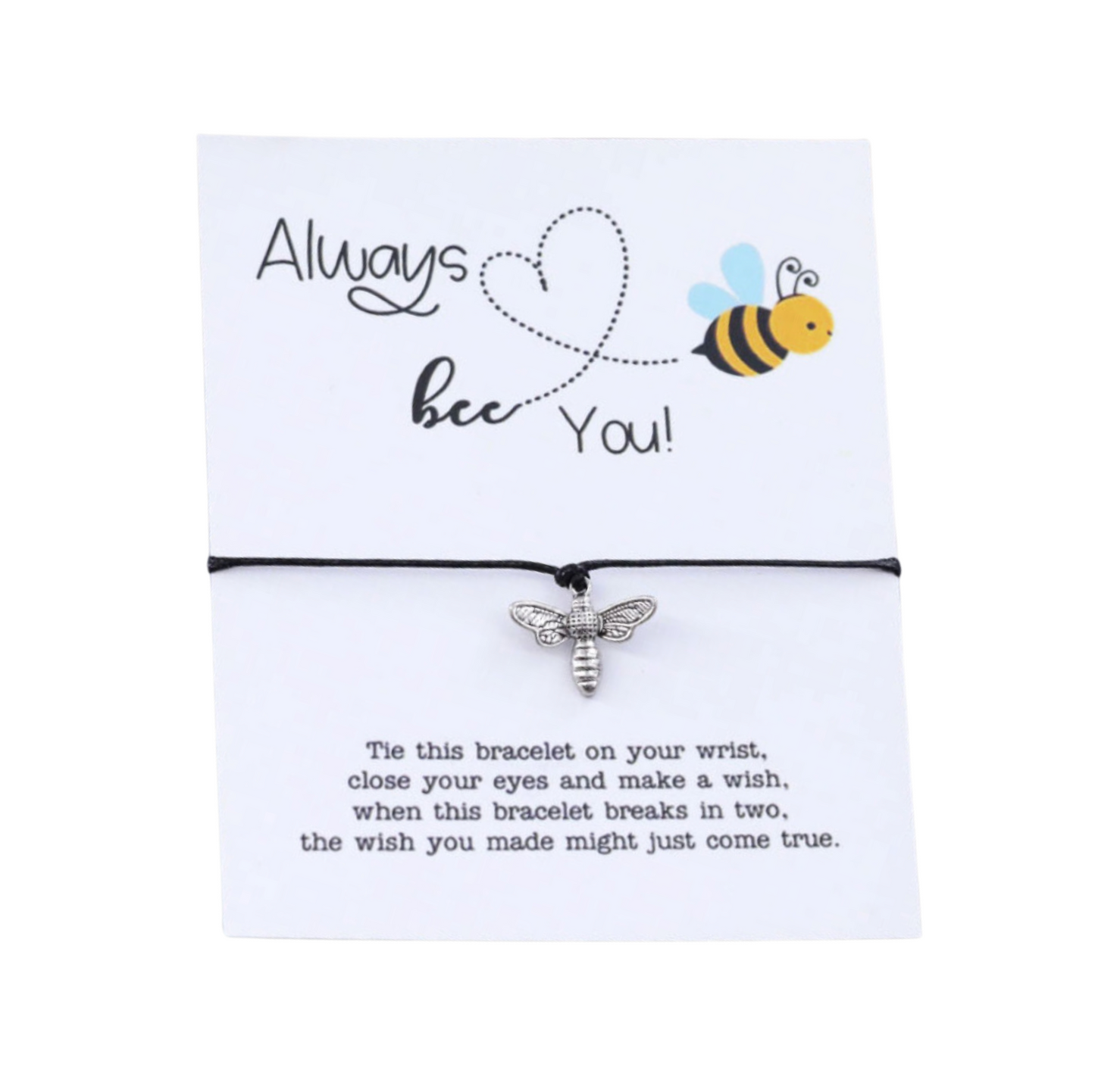 Black Silvertone Always Bee You Bracelet