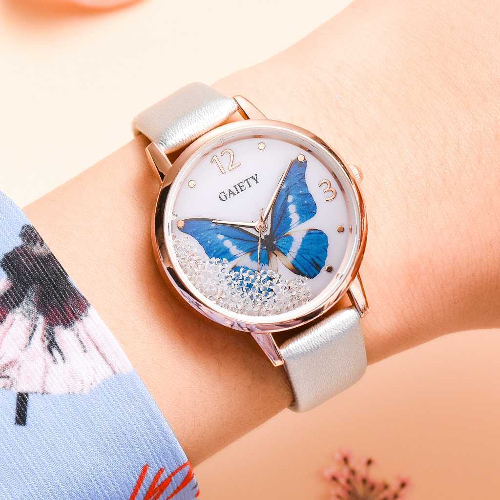 Goldtone Butterfly Crystal-accent Watch