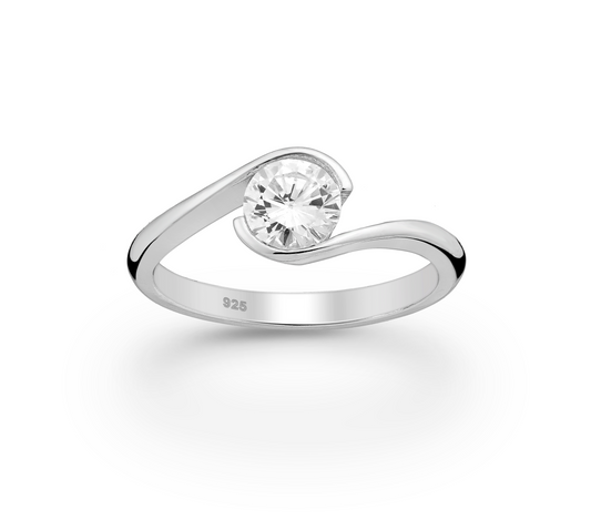 Sterling Silver & Cubic Zirconia Tension-Set Solitaire Ring