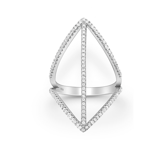 Cubic Zirconia & Sterling Silver Geometric Statement Ring