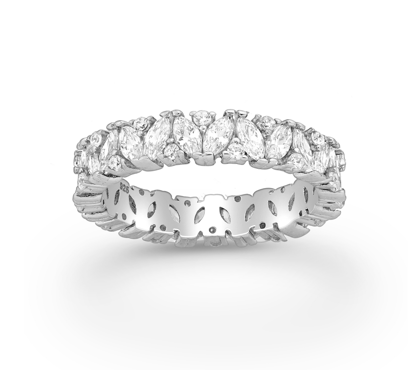 Cubic Zirconia & Sterling Silver Marquis Band