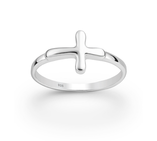 Sterling Silver Curved Cross Ring