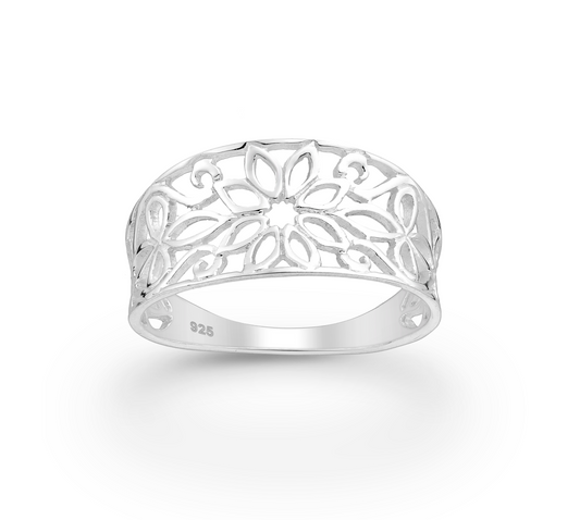 Sterling Silver Openwork Flower Ring