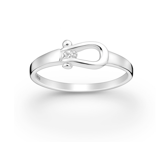 Sterling Silver & Cubic Zirconia Horseshoe Ring