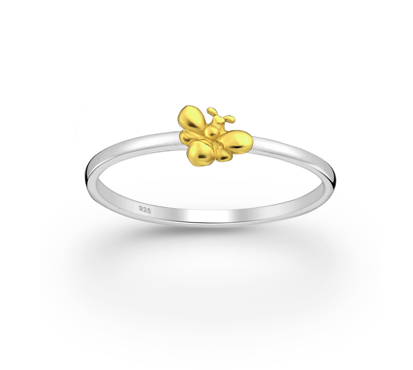 Two-Tone Sterling Silver Gold-Plated Bee Ring