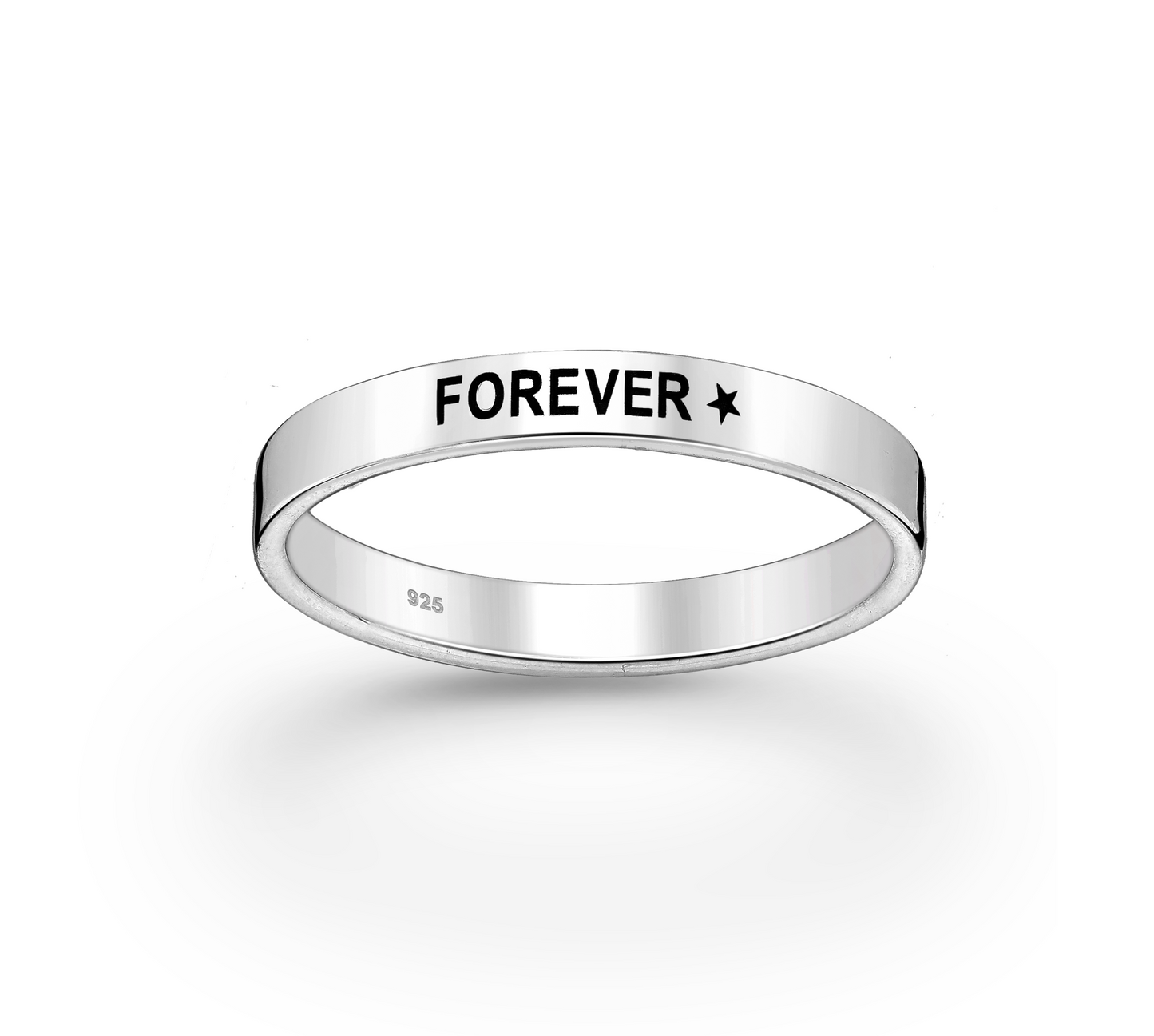 Sterling Silver Oxidized Stackable 'Forever' Star Band Ring