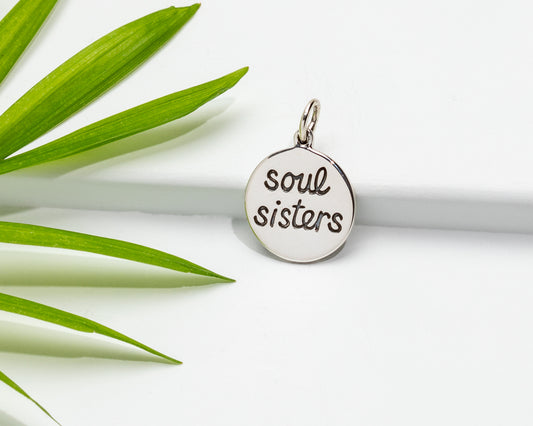 Sterling Silver Round 'soul sisters' Pendant