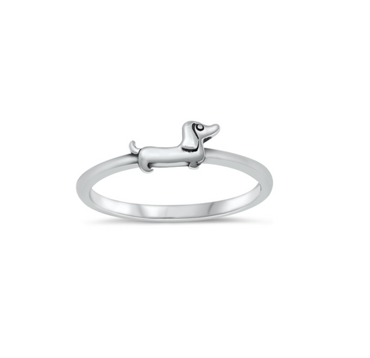 Sterling Silver Dachshund Dog Ring