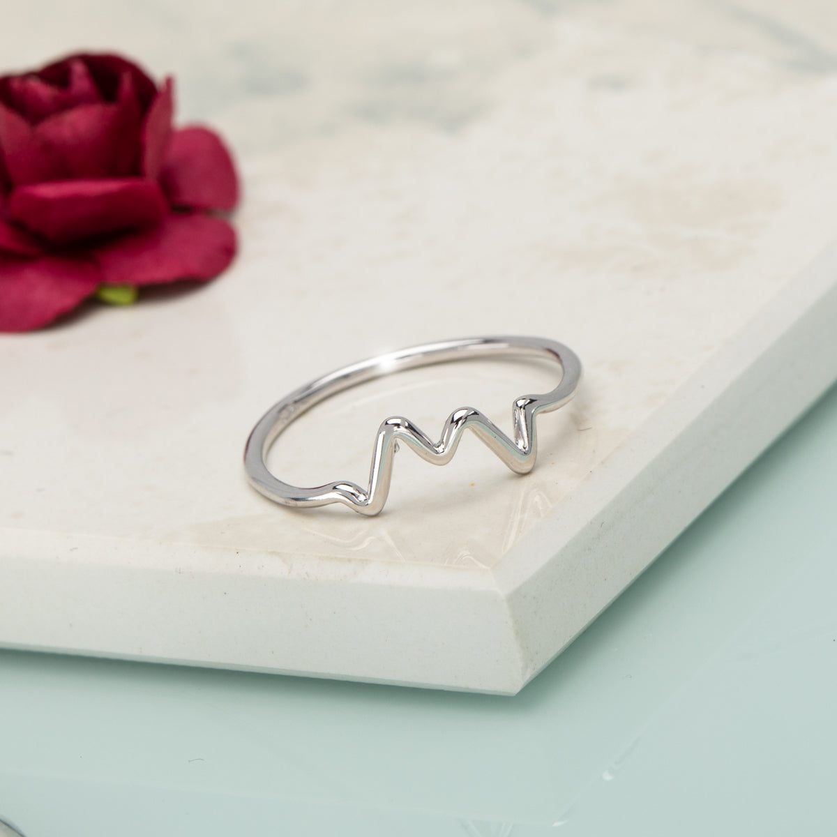 Sterling Silver Heartbeat Ring