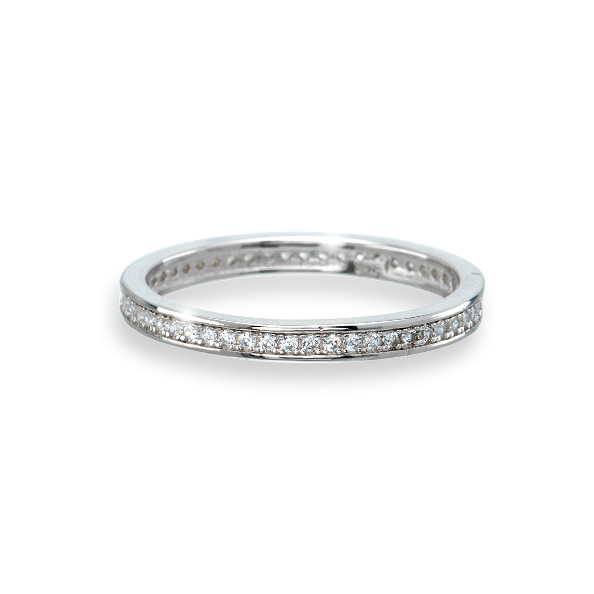 Cubic Zirconia & Sterling Silver Pave Eternity Band