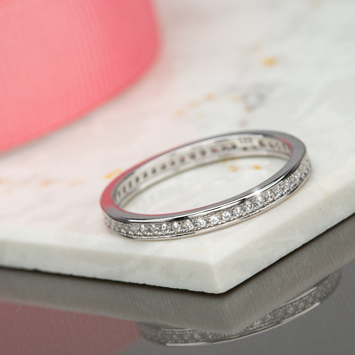 Cubic Zirconia & Sterling Silver Pave Eternity Band