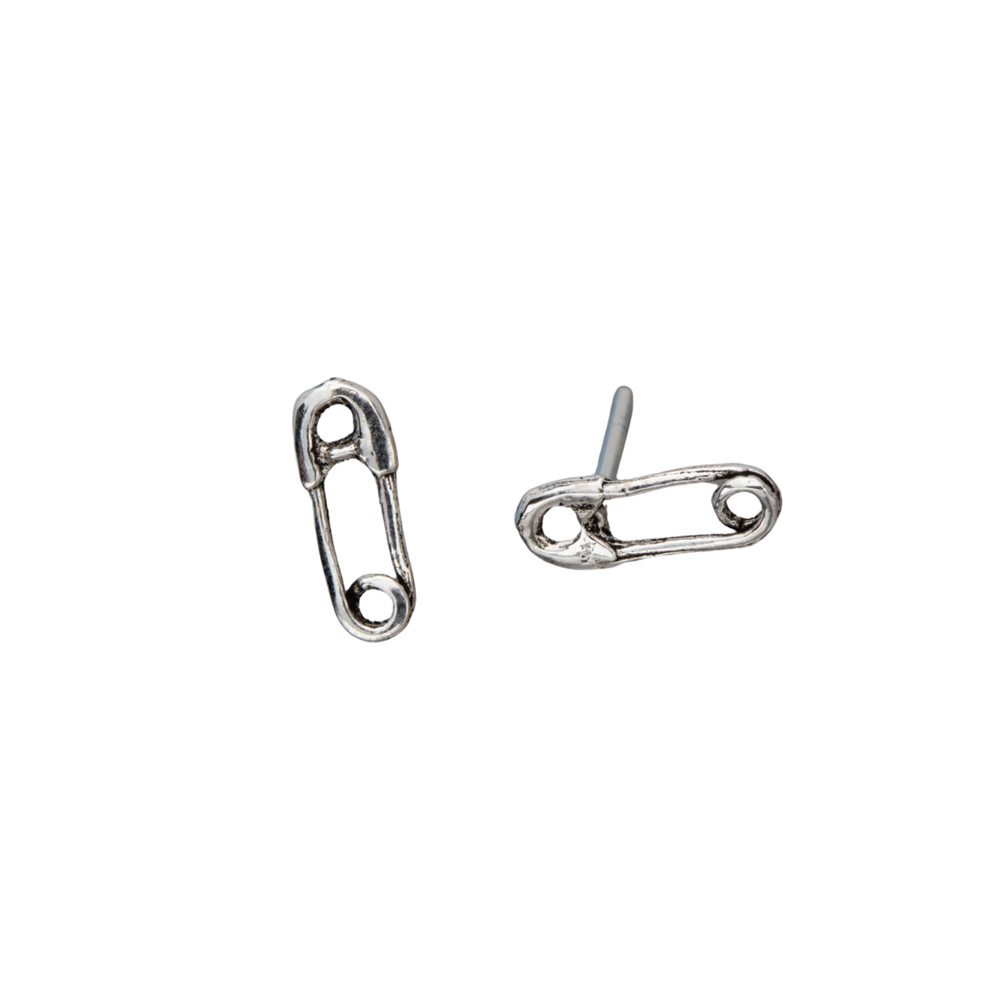 Sterling Silver Safety Pin Stud Earrings