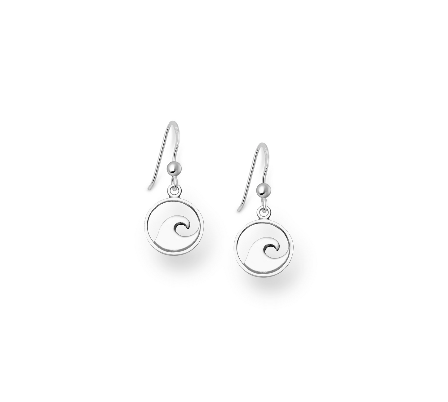 Sterling Silver Circular Wave Drop Earrings