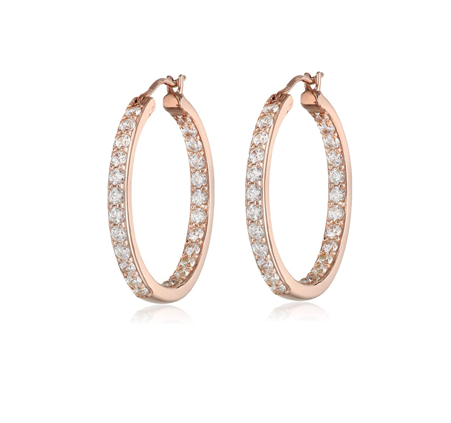 Swarovski Crystal Hoop Earrings – 0.95 Inch Diameter, Multiple Colors, Rhodium or Gold Finish