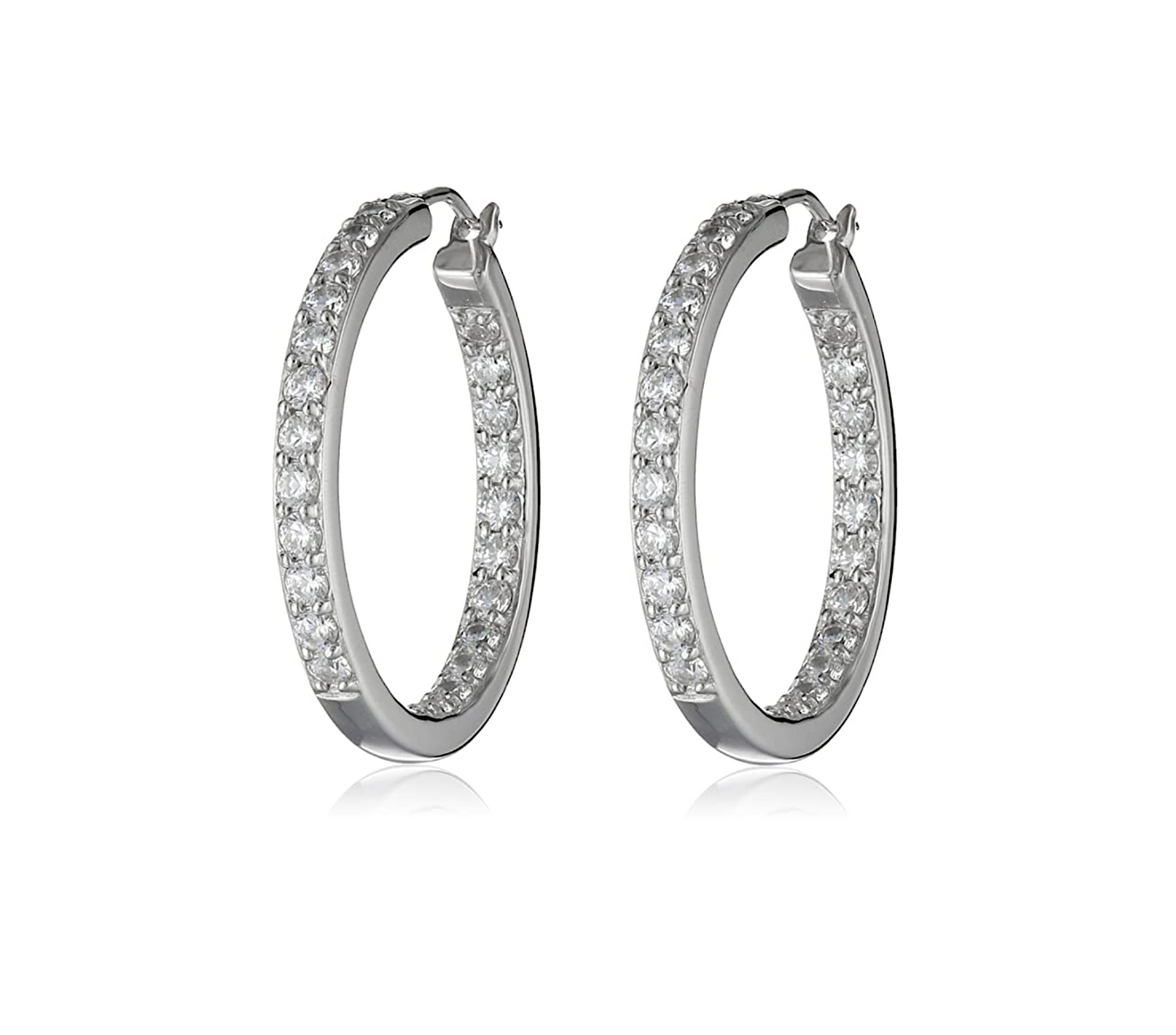 Swarovski Crystal Hoop Earrings – 0.95 Inch Diameter, Multiple Colors, Rhodium or Gold Finish