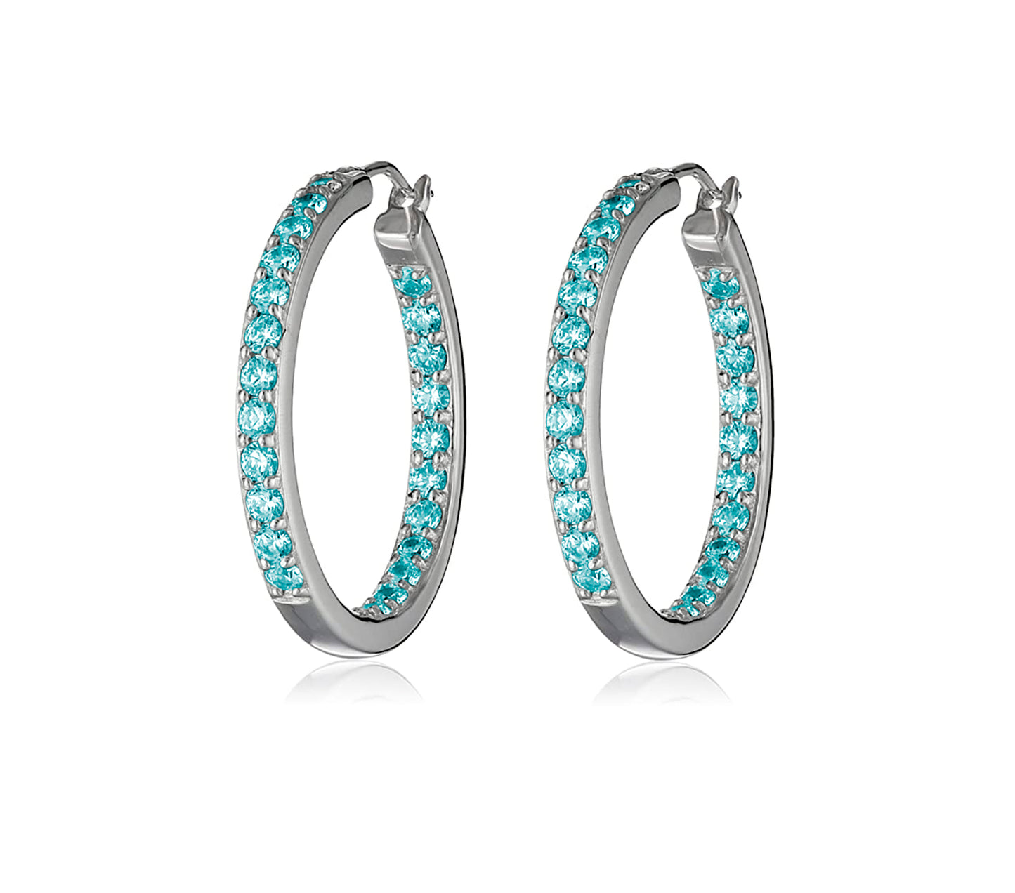 Swarovski Crystal Hoop Earrings – 0.95 Inch Diameter, Multiple Colors, Rhodium or Gold Finish
