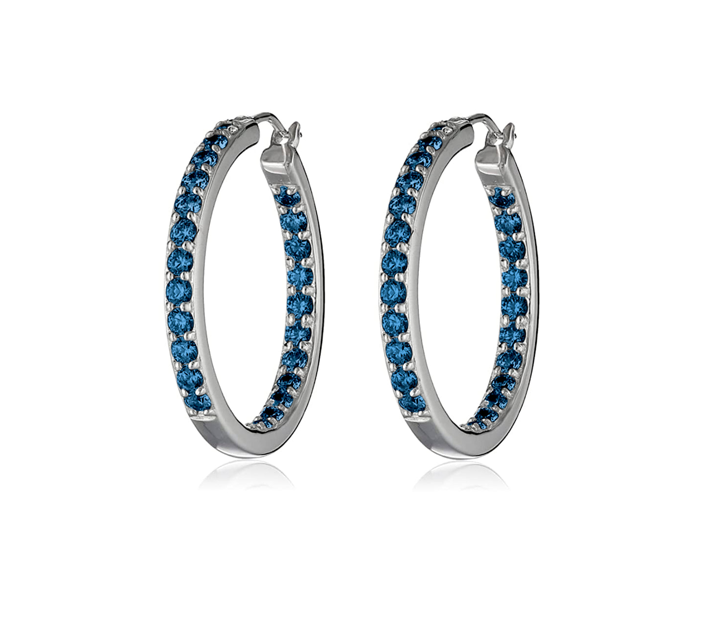 Swarovski Crystal Hoop Earrings – 0.95 Inch Diameter, Multiple Colors, Rhodium or Gold Finish
