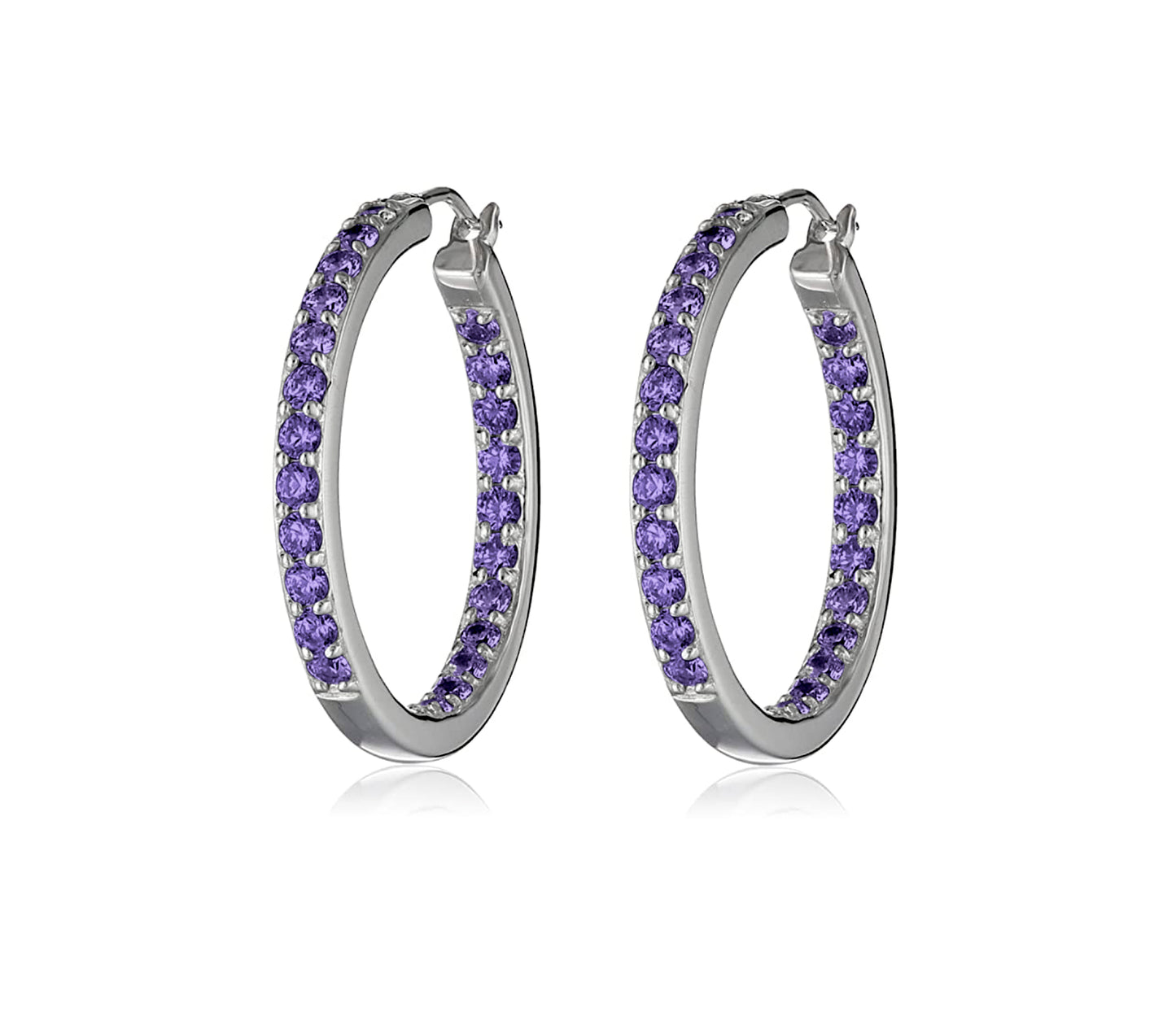Swarovski Crystal Hoop Earrings – 0.95 Inch Diameter, Multiple Colors, Rhodium or Gold Finish
