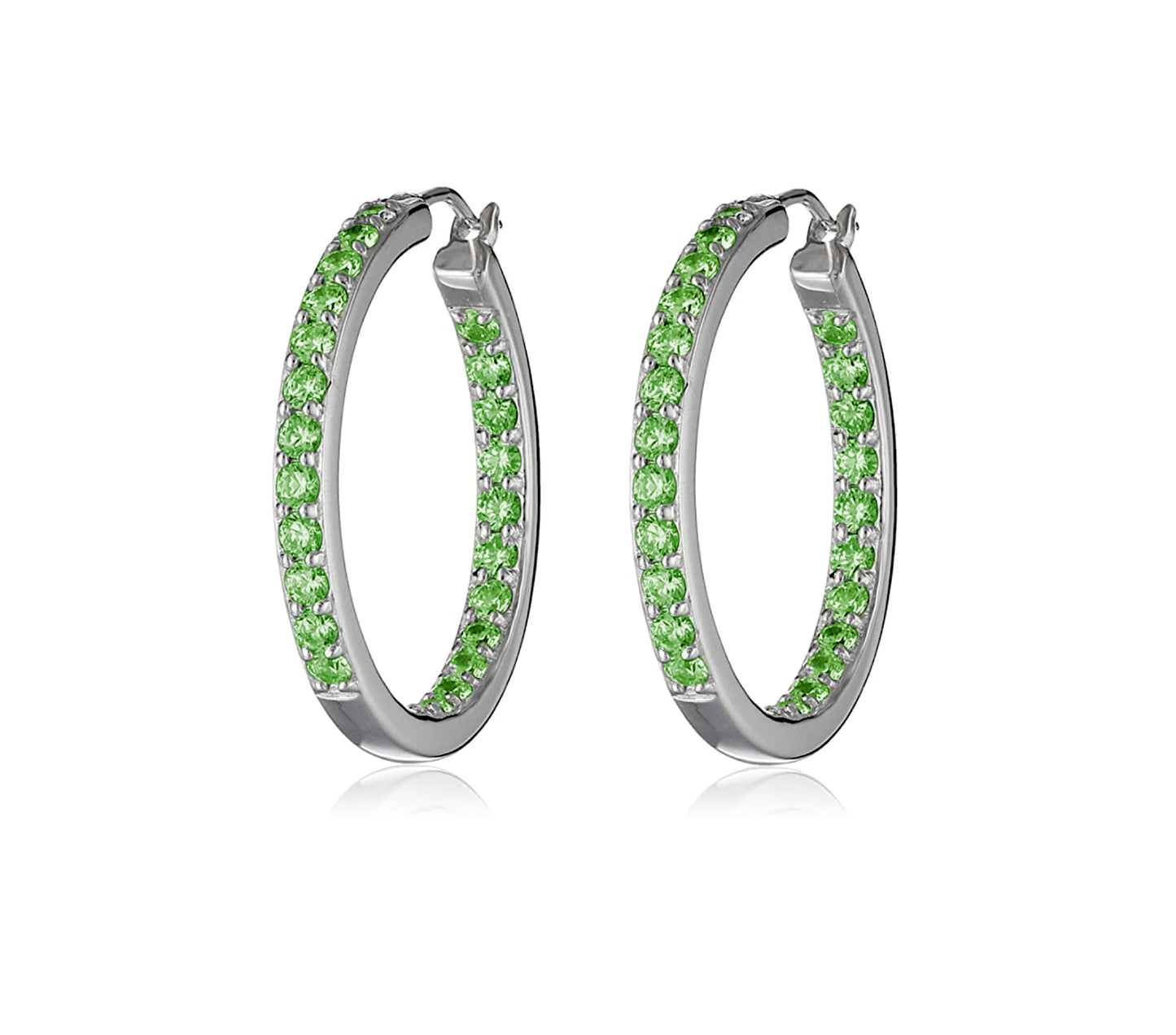 Swarovski Crystal Hoop Earrings – 0.95 Inch Diameter, Multiple Colors, Rhodium or Gold Finish