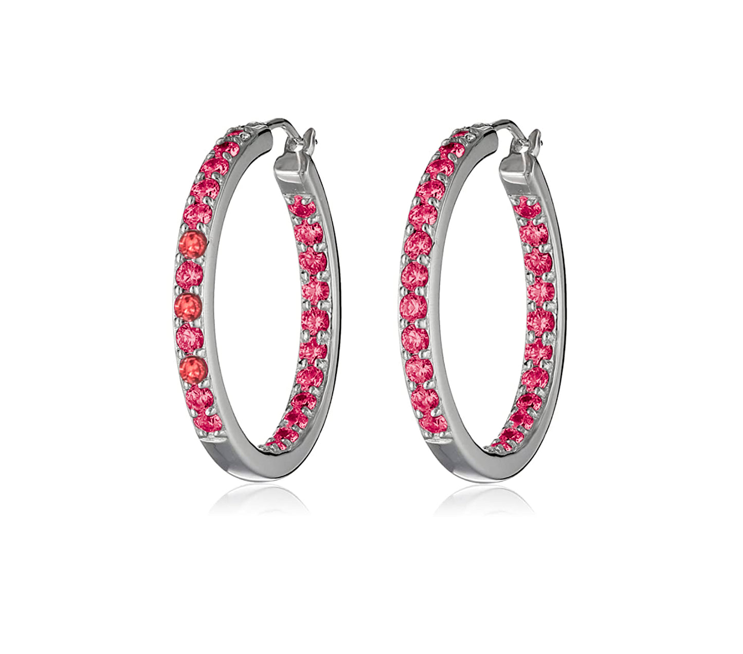 Swarovski Crystal Hoop Earrings – 0.95 Inch Diameter, Multiple Colors, Rhodium or Gold Finish