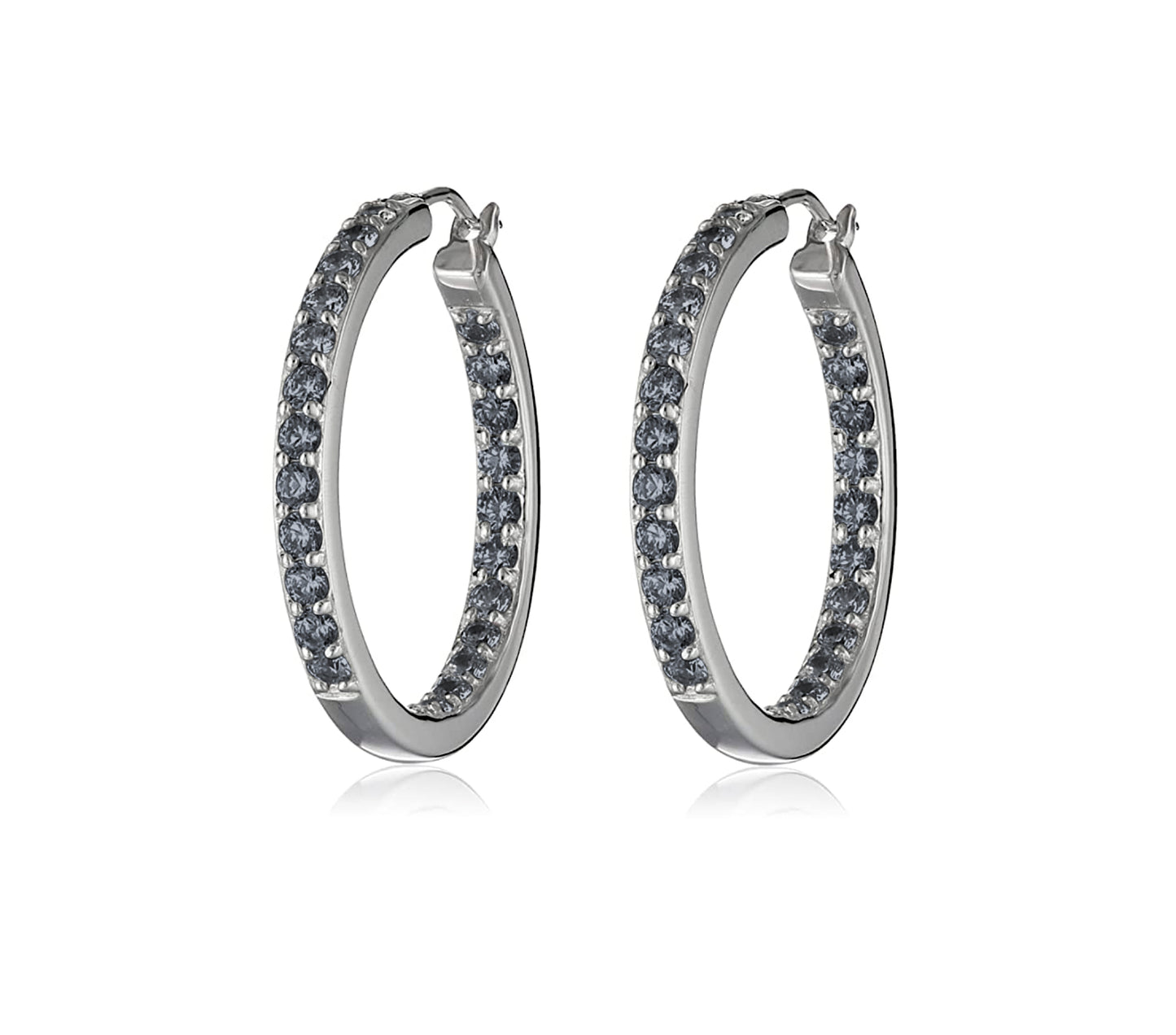 Swarovski Crystal Hoop Earrings – 0.95 Inch Diameter, Multiple Colors, Rhodium or Gold Finish