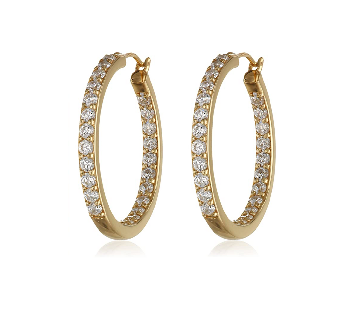 Swarovski Crystal Hoop Earrings – 0.95 Inch Diameter, Multiple Colors, Rhodium or Gold Finish