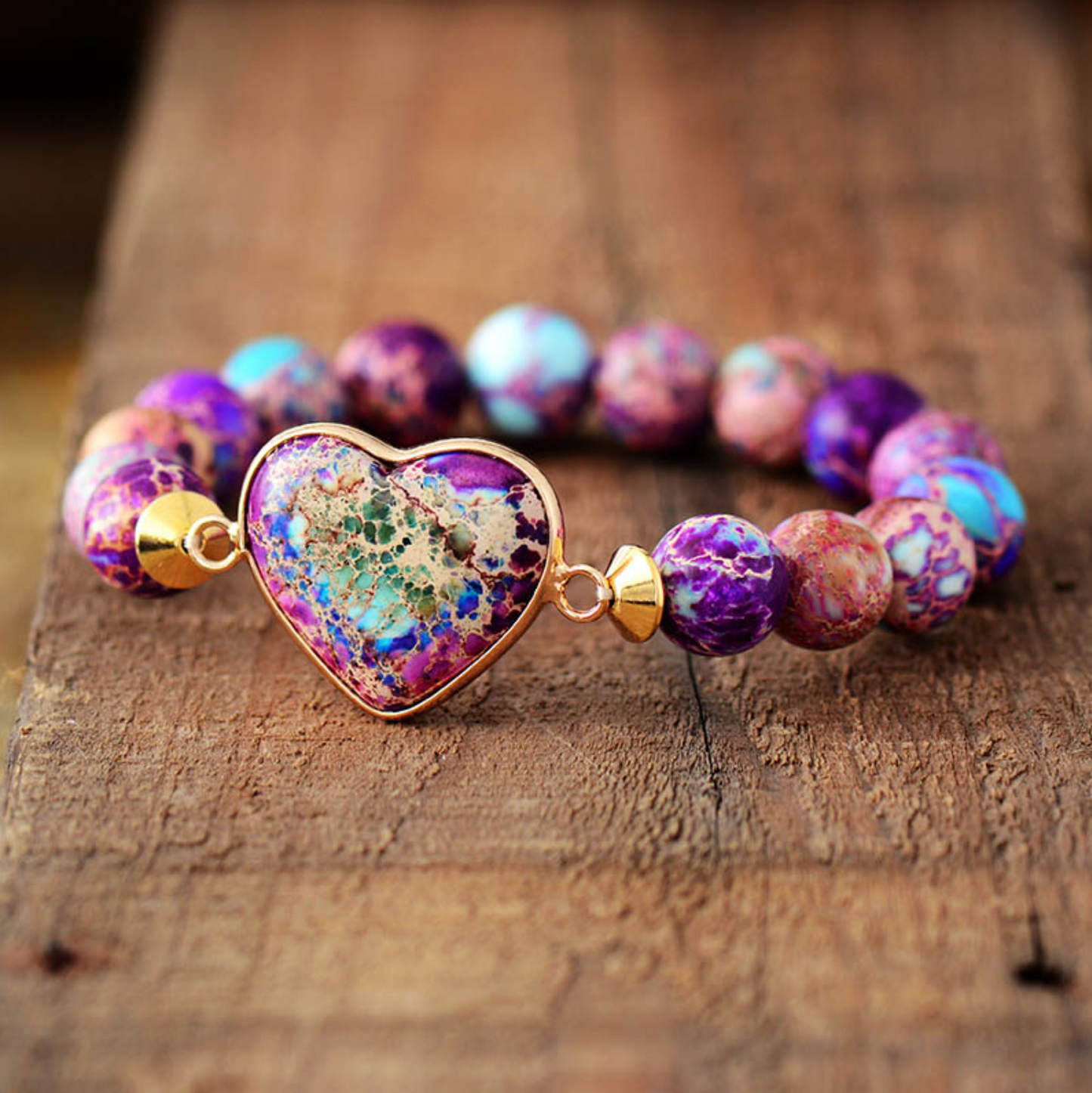 Beaded Gemstone Heart Bracelet