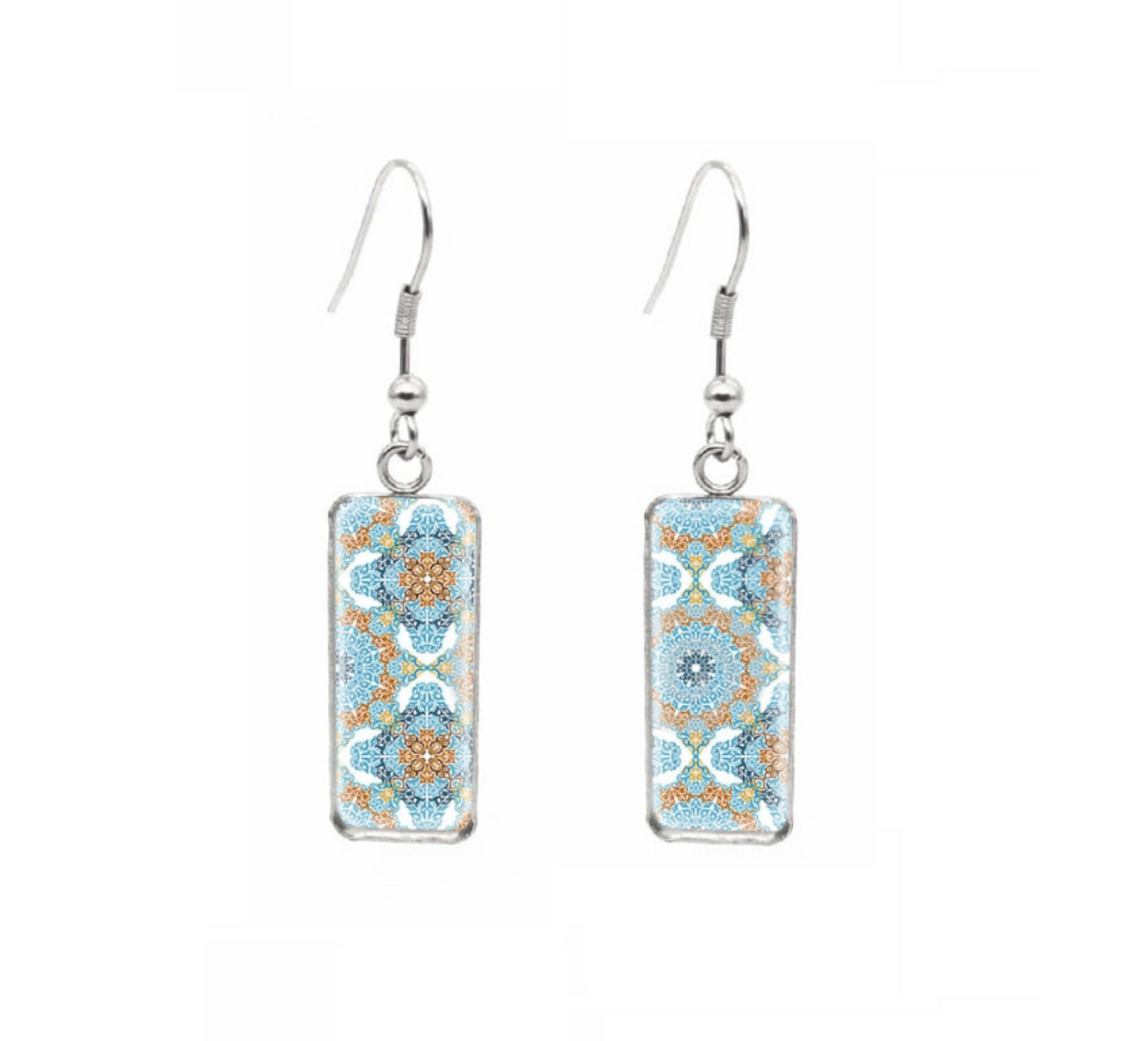 Patterned Rectangular Drop Earrings