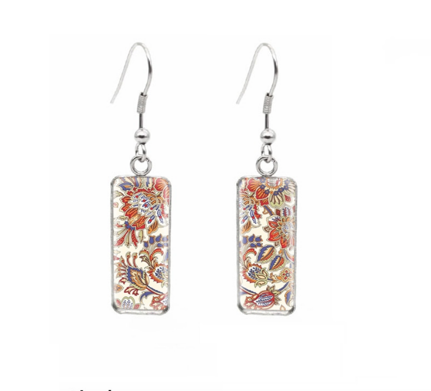 Patterned Rectangular Drop Earrings