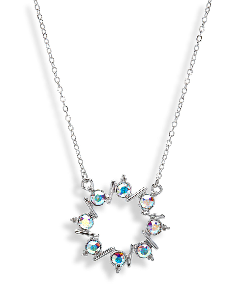 Dainty Crystal Wreath Pendant Necklace