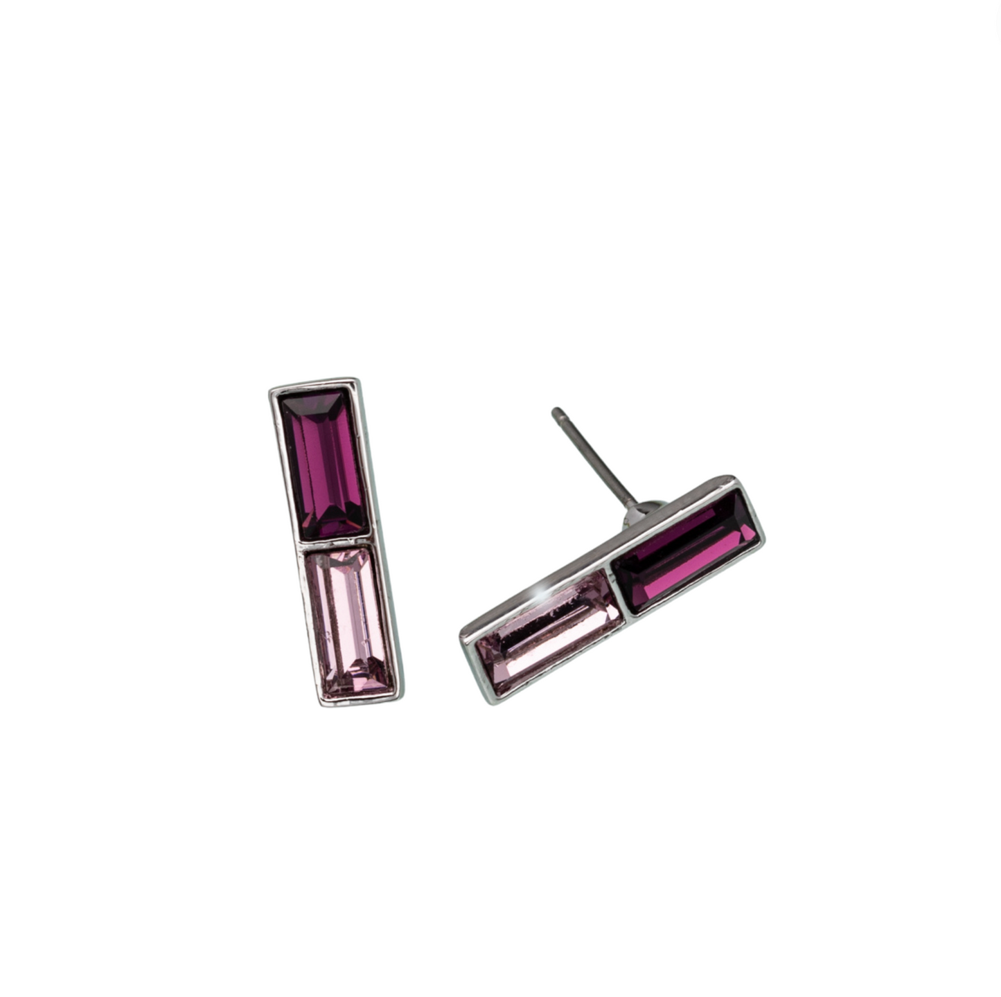 Ombre Crystal Bar Stud Earrings