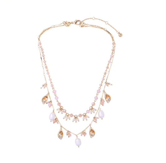 Goldtone & Imitation Pearl Delicate Drops Layered Necklace