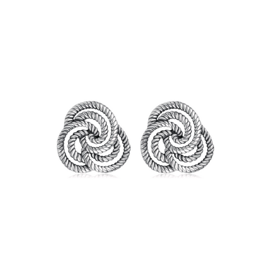 Sterling Silver Knotted Rope Stud Earrings