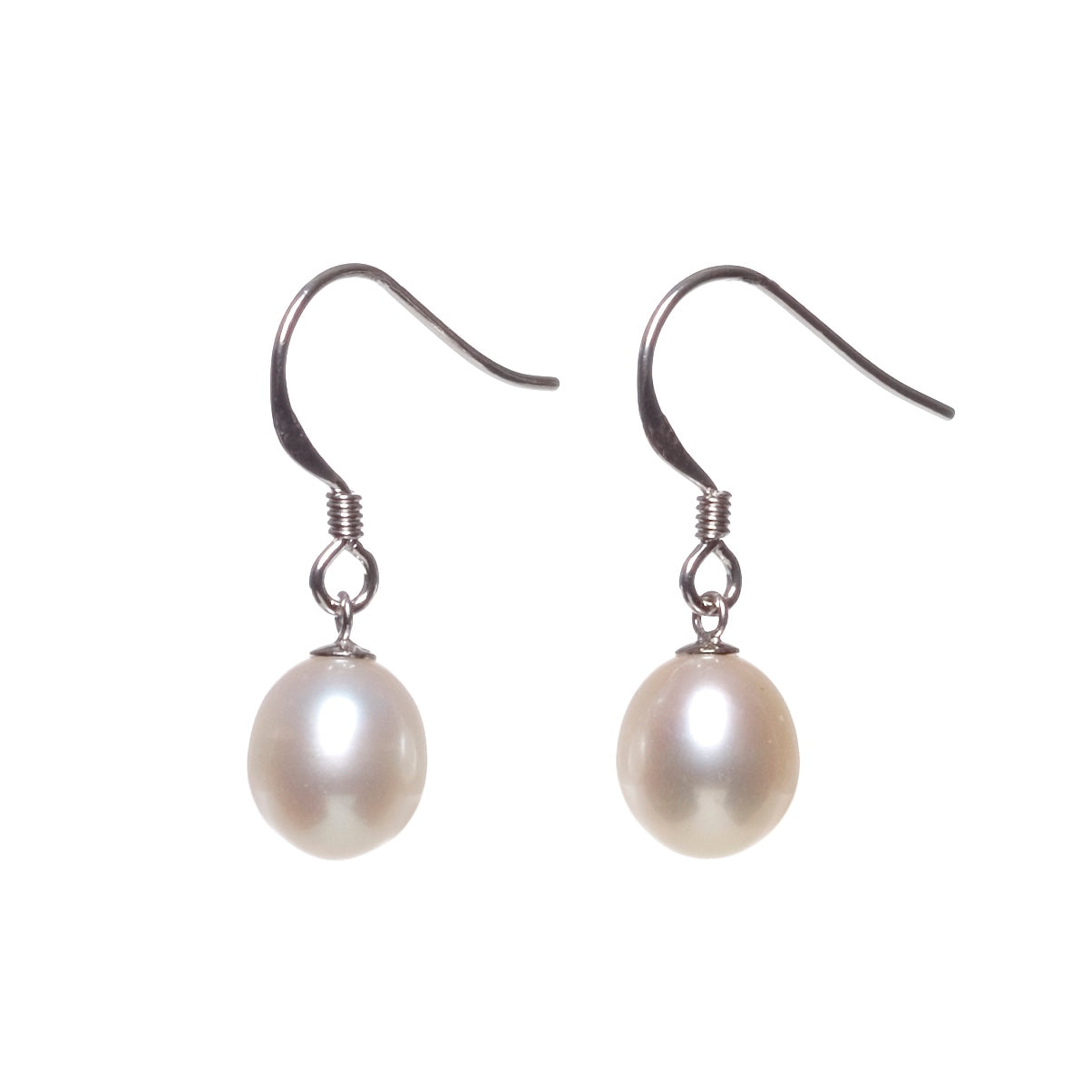 Cultured Pearl & Silvertone Drop Earrings