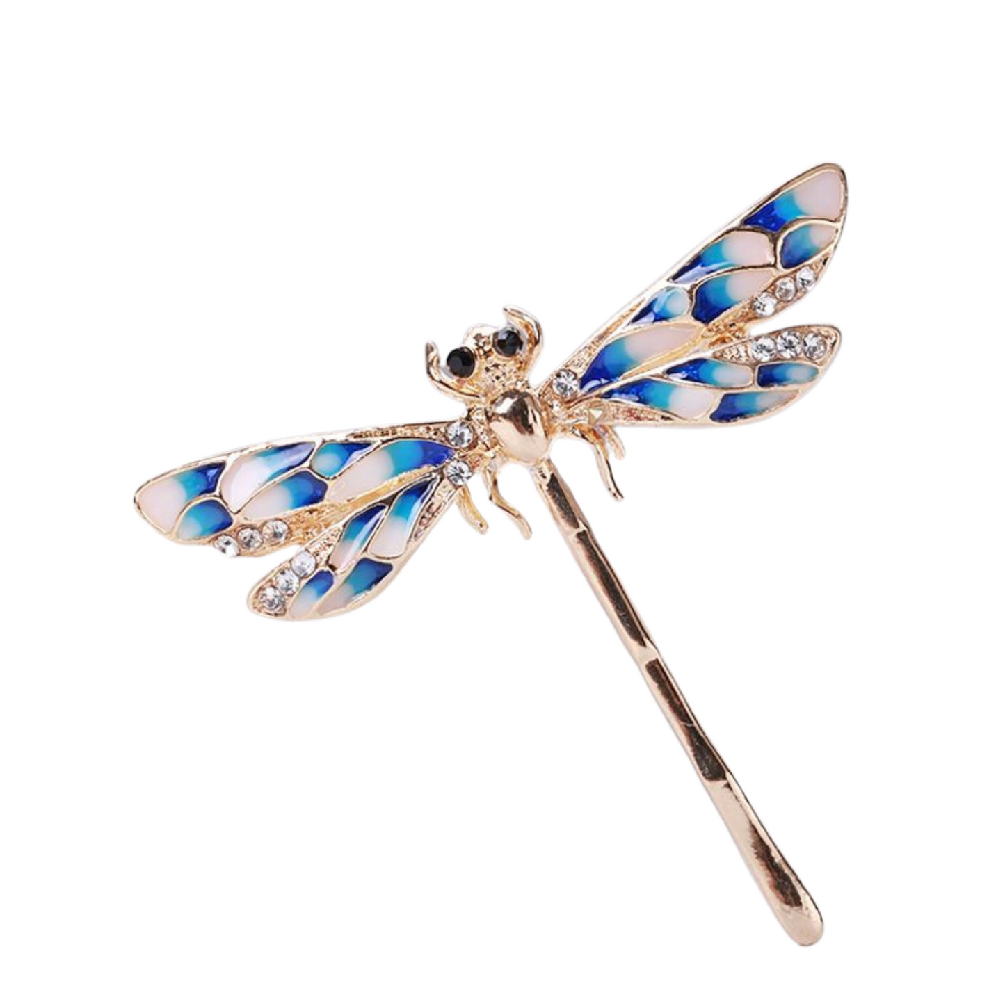 Goldtone Blue Dragonfly Brooch